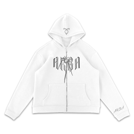 WHITE ARBA ZIP HOODIE